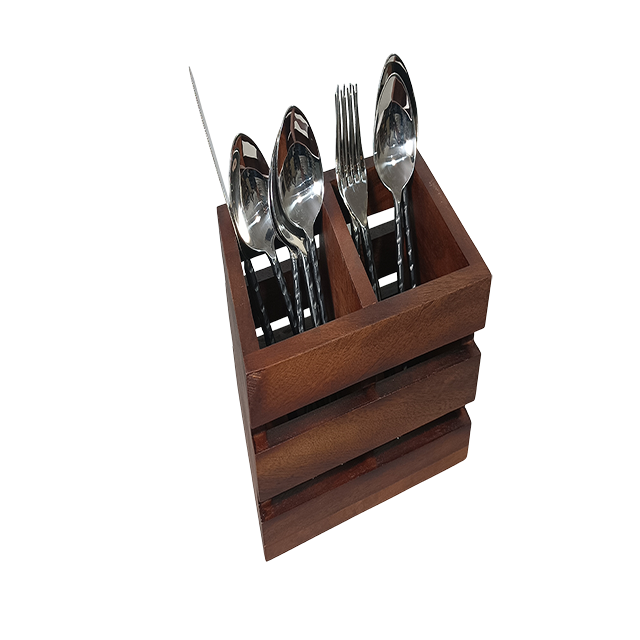 Two-Compartment Wooden Desktop Caddy - view 2