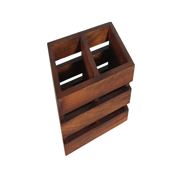 Two-Compartment Wooden Desktop Caddy - main view