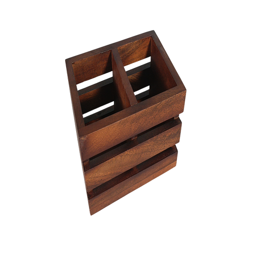Two-Compartment Wooden Desktop Caddy - main view