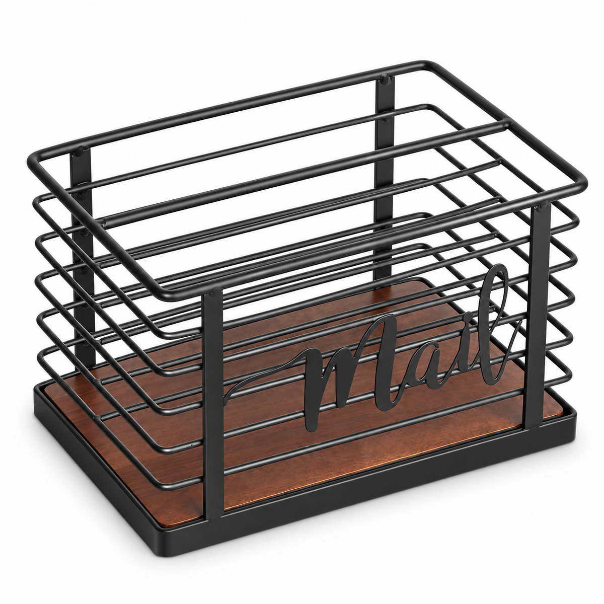 Wood and Metal Desktop Mail Holder - main view