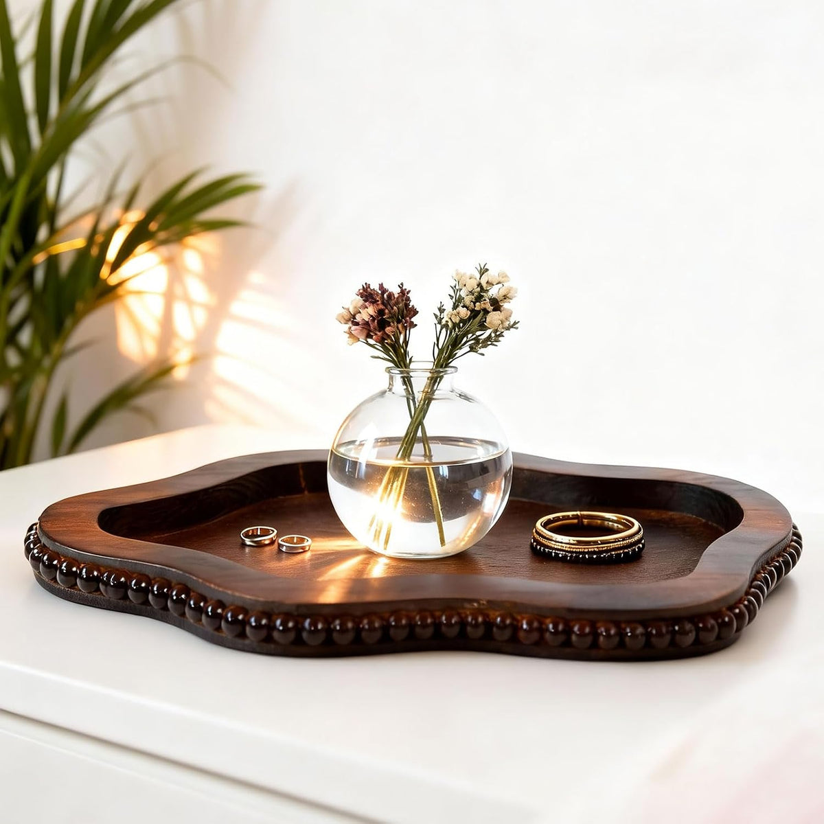Beaded Cloud-Shaped Wooden Catchall Tray - view 2